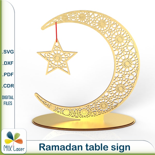 SVG Crescent Moon table top decor sign laser cutting files - Ramadan gift home decorations