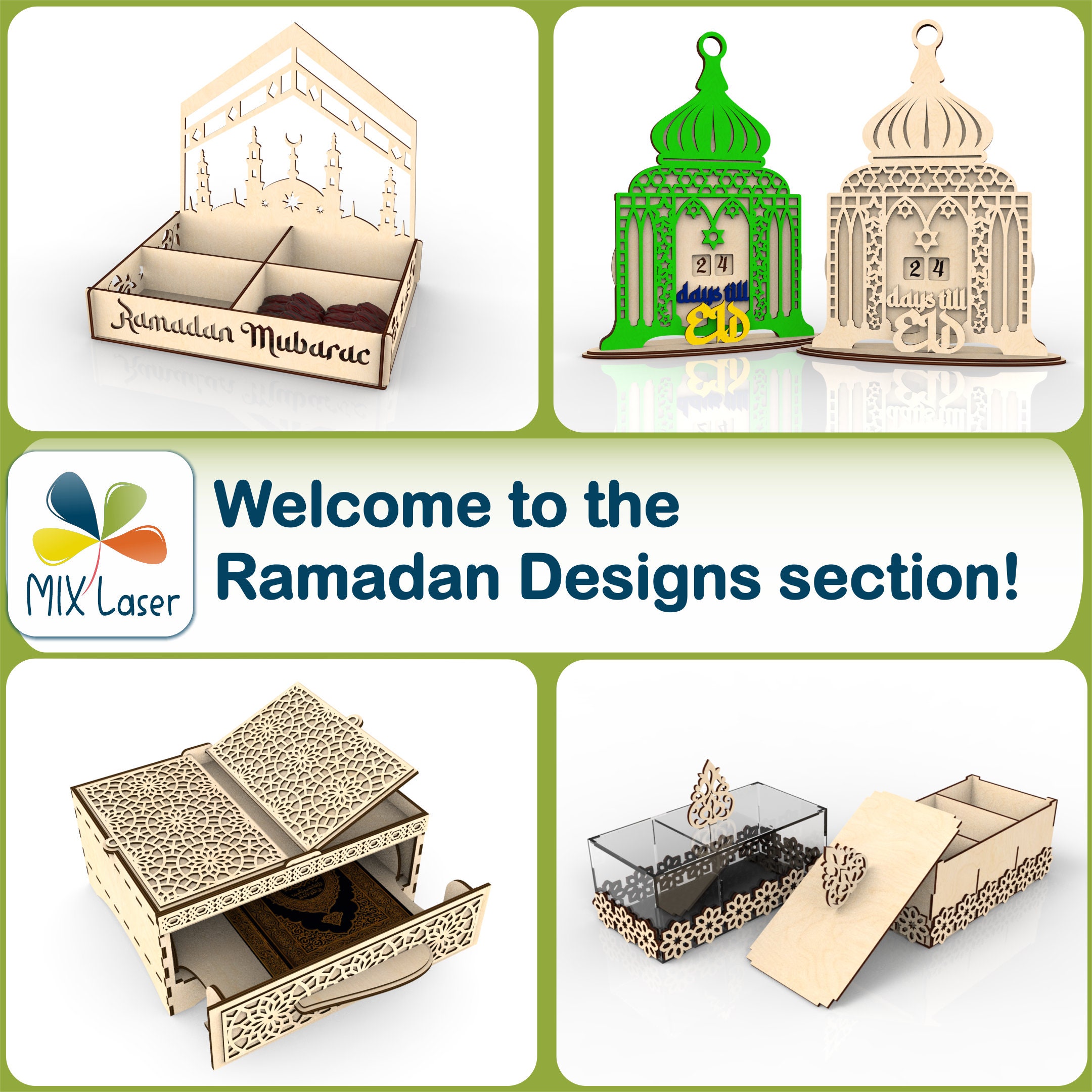 Eid Ramadan SVG Laser Cut File Gift Box. Eid Mubarak Party Decoration ...