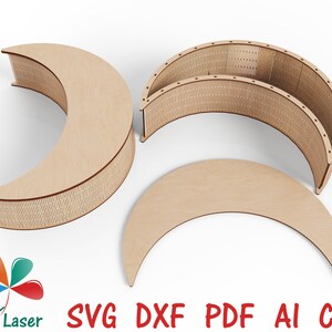 Islamic Box Crescent Moon. Pliki SVG DXF CNC cięte laserowo. Pliki wektorowe do cięcia laserowego drewna, Dwie opcje projektu części bocznych.