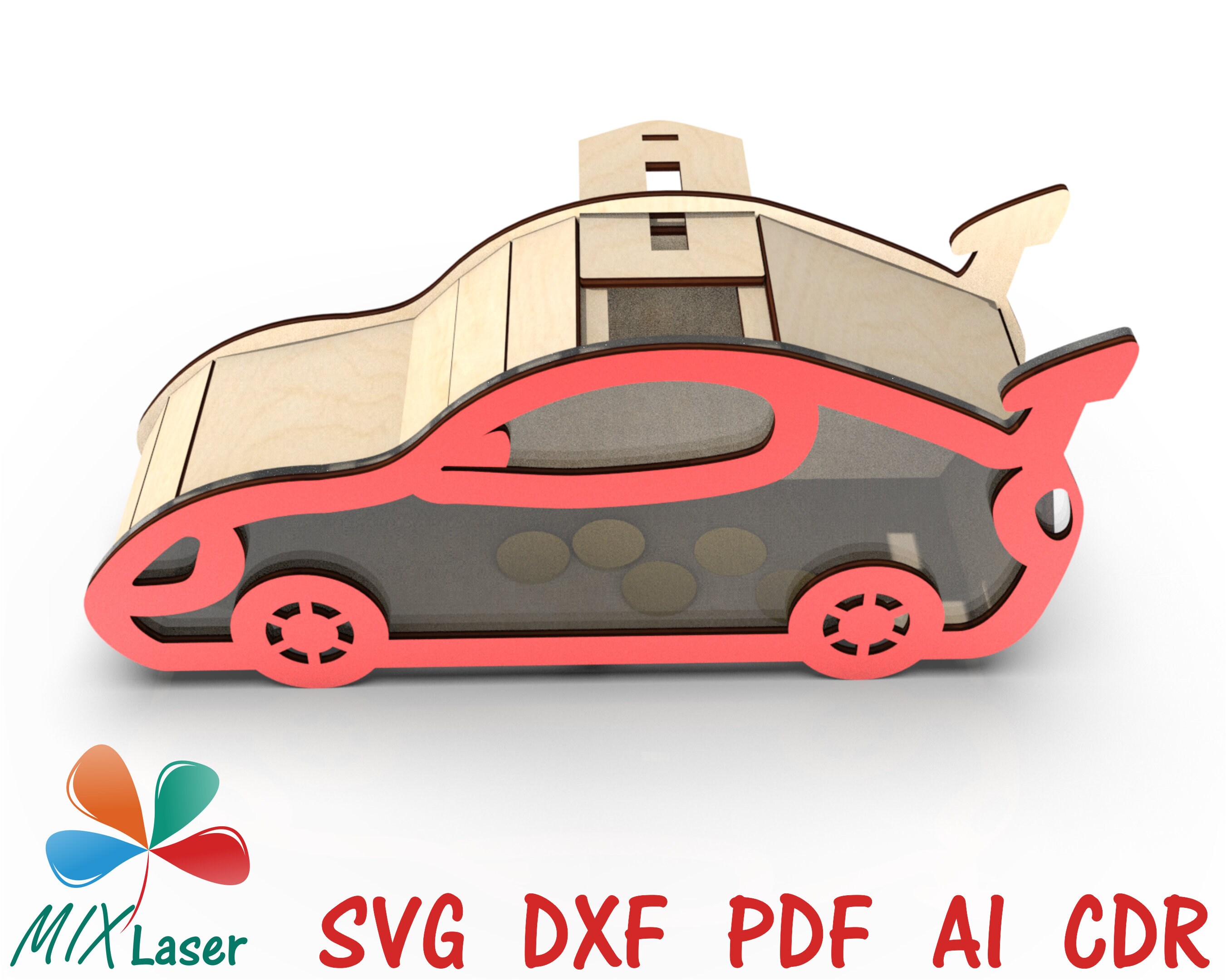 Car Piggy Bank Svg Wooden Piggy Bank Laser Cut Files Cash Etsy