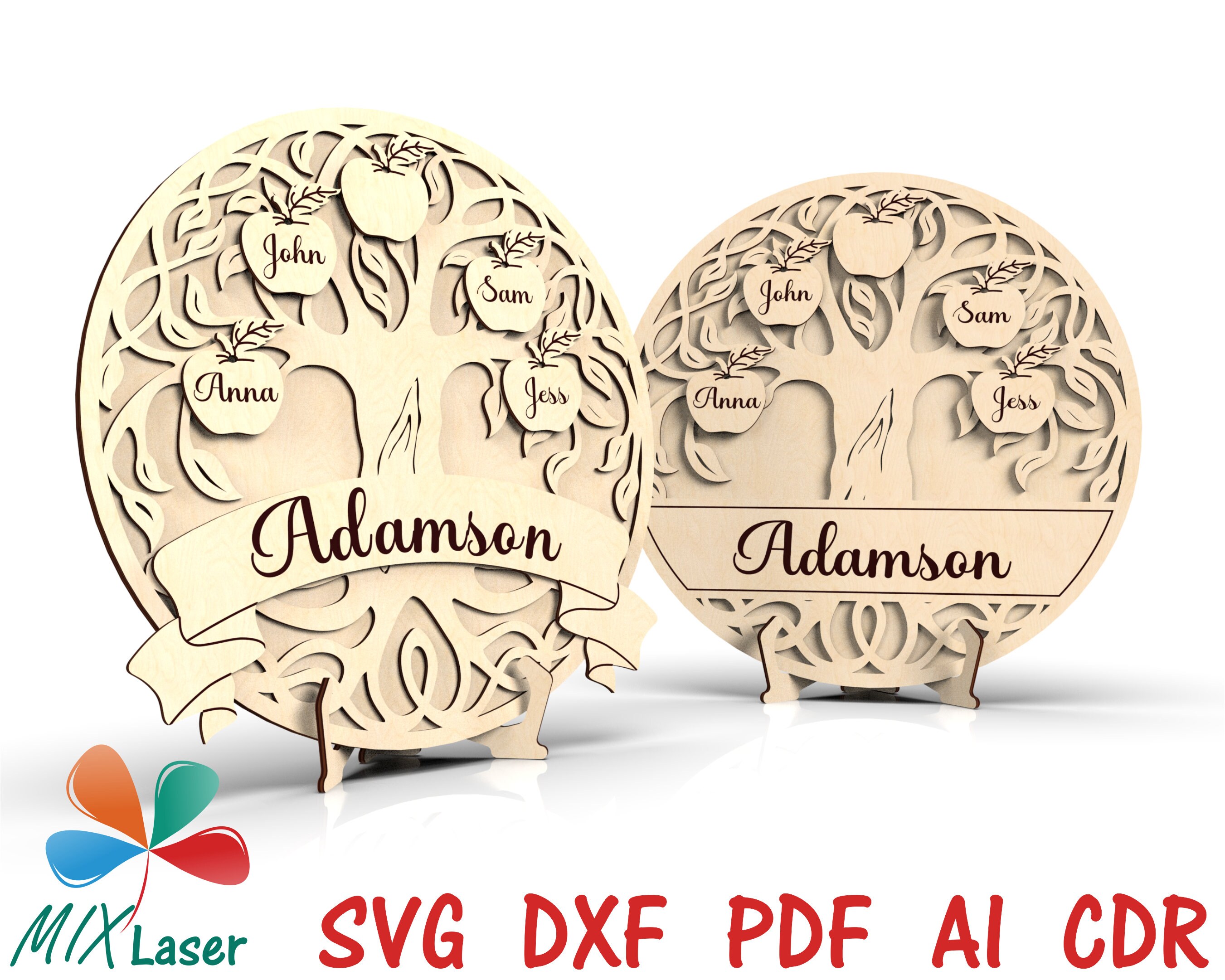 Family Tree SVG DXF Laser Cutting Files. Vector CNC Files for - Etsy ...