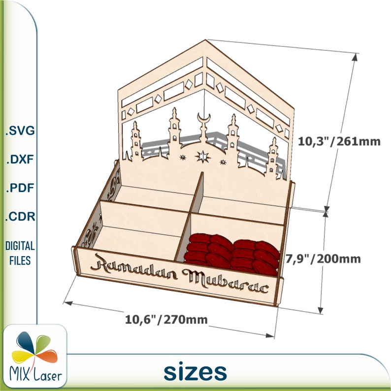Laser Cut Ramadan Eid Mubarak Serving Tray Box Files (SVG, CDR, PDF) - Etsy