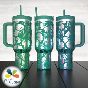 Hibiscus Flowers Tumbler Laser Engraved Wrap SVG file