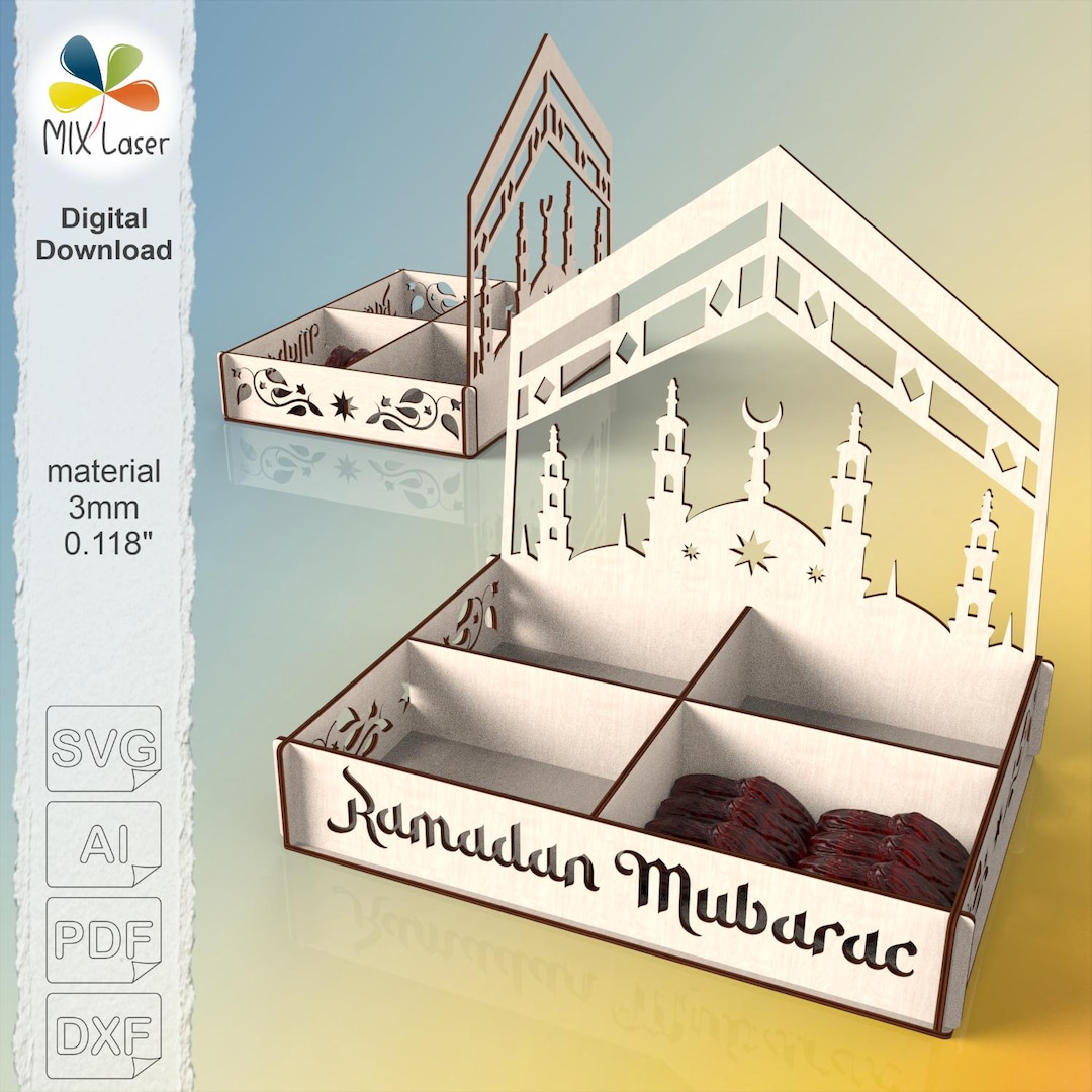 Laser Cut Ramadan Eid Mubarak Serving Tray Box Files (SVG, CDR, PDF) - Etsy