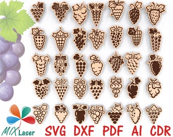 Projet de découpe laser SVG Glowforge de paquet de raisins - Conception de découpe de routeur CNC DXF - fichiers svg de gravure laser