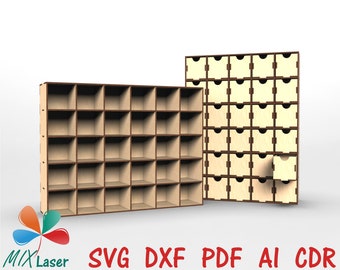 Laser cut  Organizer with drawers box - SVG Glowforge pattern - Instant digital downloads vector template
