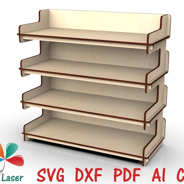 4-stufiger tragbarer Tischaufsteller für Handwerksschauen, SVG-Laserschnittdateien für Glowforge, DXF-Dateien für Laserschnittständer, Vektor-CNC-Datei