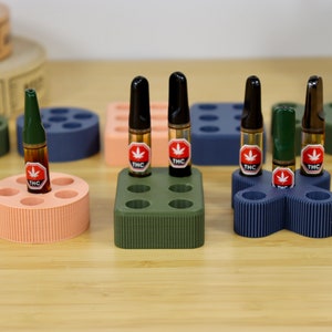 Vape Cartridge and Pen Storage 3-Pack, 510 Cartridge Vape Dab Oil Pen Organizer, Anti Clog Stand, Stash Box