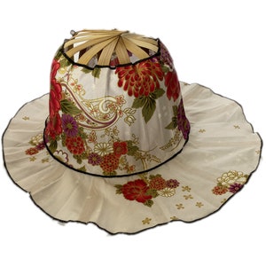 Oriental White - Bamboo Folding Fan Hat