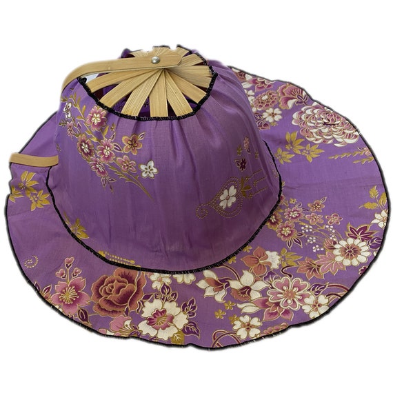 Oriental Lavender Bamboo Folding Fan Hat Etsy