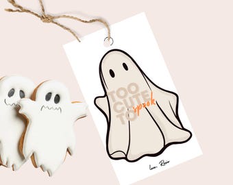 Etichette per dolcetti di Halloween - Fantasma. Modificabili e scaricabili all'istante. Moderna e bellissima stampa digitale per dolci di Halloween. Design fantastico.