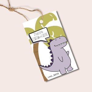 Cadeaukaartjes Valentijnsdag - Dino-Mite. Bewerkbaar en direct downloaden. Moderne mooie digitale print voor Valentijnstraktaties. Neutrale kleuren.