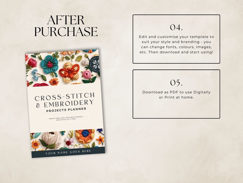 Cross Stitch Planner, Printable, Canva Template, Digital Planner