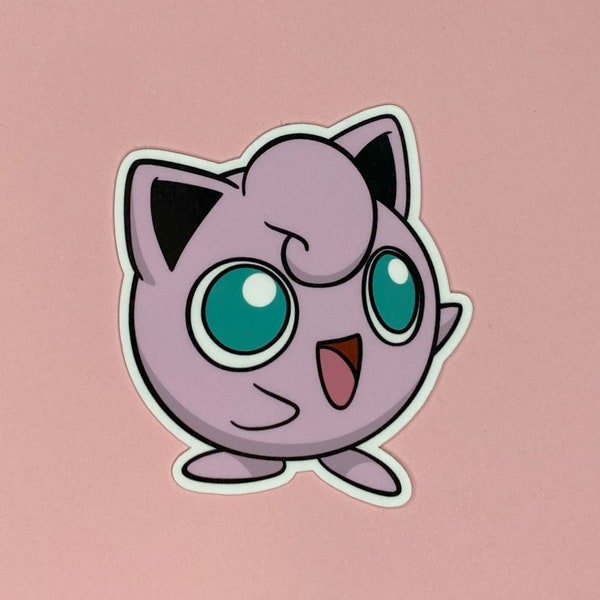 Jigglypuff Waterproof Vinyl Sticker, Pokemon Sticker, Water Bottle Sticker, Laptop Sticker