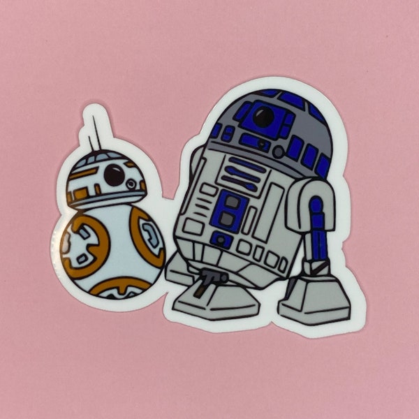 BB-8 and R2-D2 Waterproof Vinyl Sticker, Star Wars Sticker, Water Bottle Sticker, Laptop Sticker