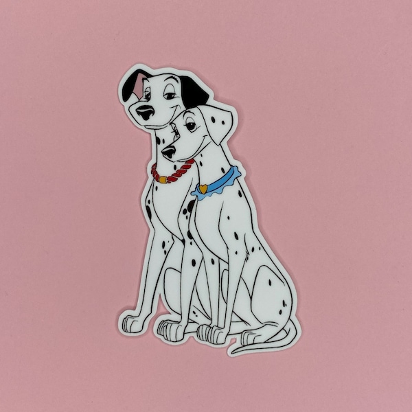 Pongo and Perdita Waterproof Vinyl Sticker, 101 Dalmatians Sticker, Water Bottle Sticker, Laptop Sticker