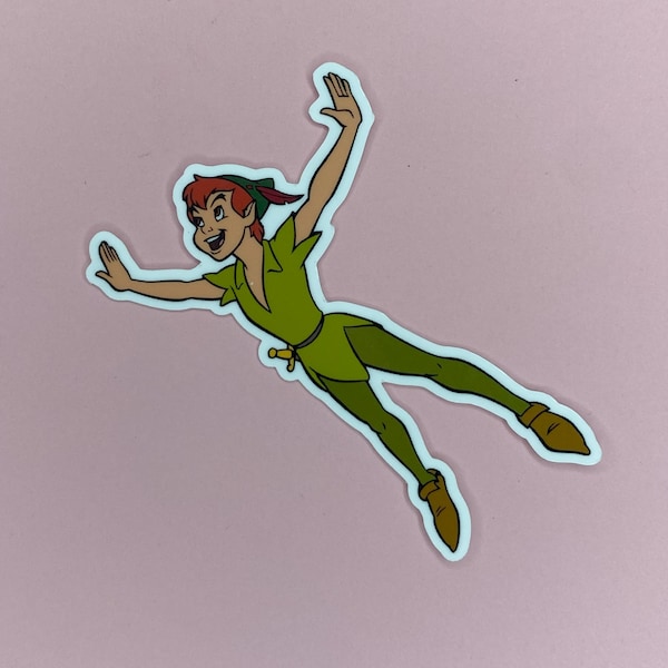 Flying Peter Pan Waterproof Vinyl Sticker, Water Bottle Sticker, Laptop Sticker