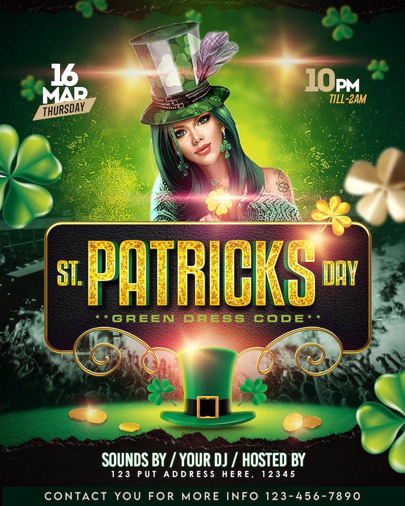 St. Patrick's Day Party Flyer: Custom PSD Invitation (digital Download ...