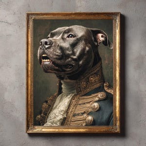 Custom Pit Bull Portrait: Renaissance Pet Art Print