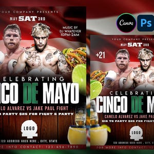 Plantilla de volante de invitación para fiesta de lucha, volante personalizado del Cinco de Mayo, editable en Canva, volante del Cinco de Mayo en Photoshop PSD