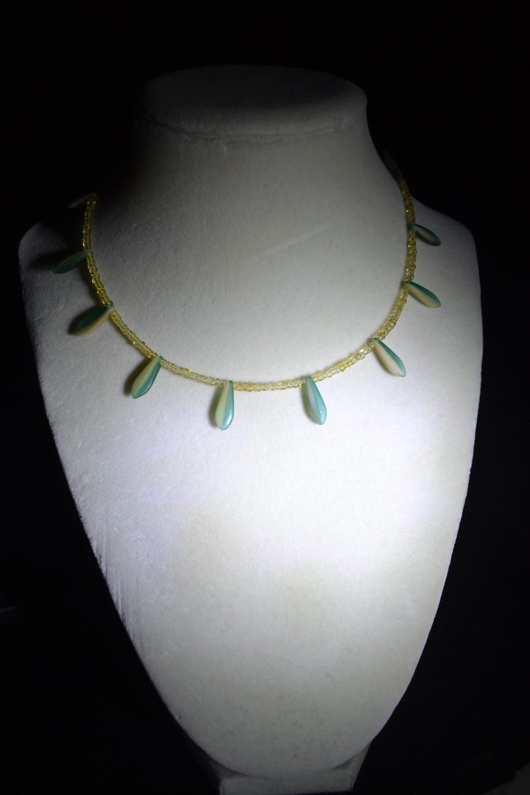 Multicolor Glass Bead Choker. Sand and Teal - Etsy