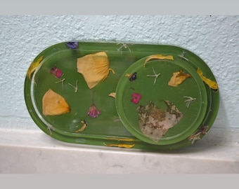 Dried flowers soap dish & coaster set | jewelry dish, gifts for her, floral decor