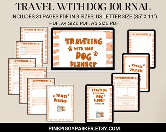 Dog Travel Planner: Itinerary, Checklist, Journal (Digital Download)