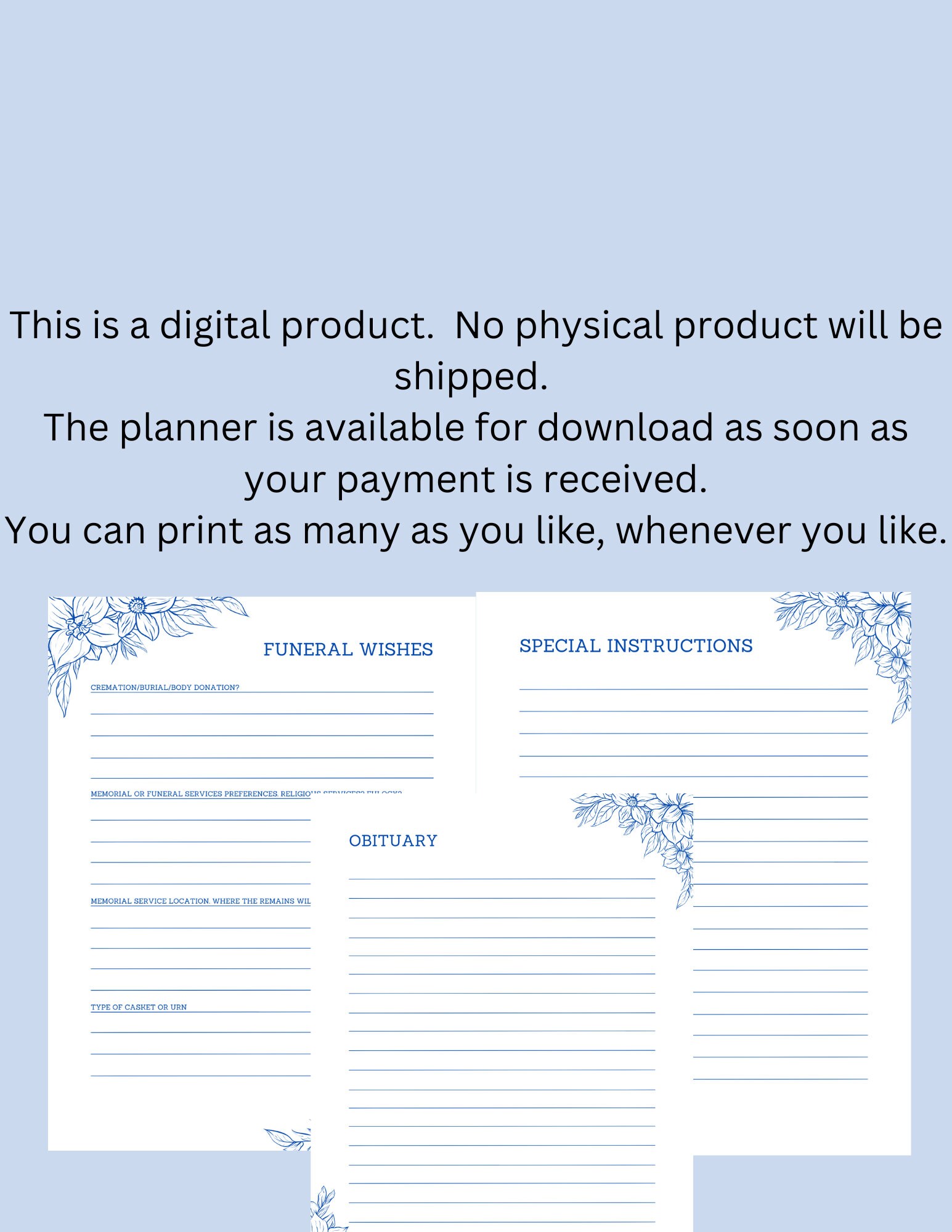 Digital Final Wishes Planner for Goodnotes, Noteshelf, End of Life ...