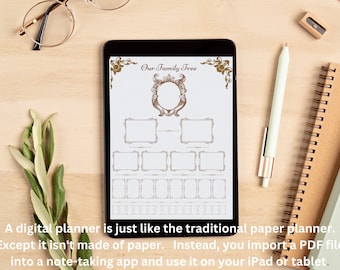 Digital Genealogy Planner, Family Tree Planner, Tracing Your Roots Planner