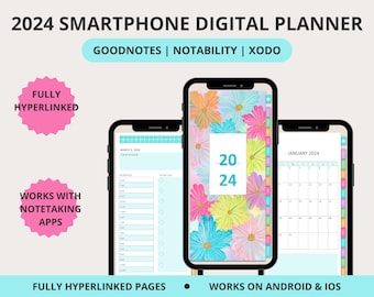 2024 Digital Smartphone Planner for Iphone, Android, Mobile Phone Planner, Planner For Cell Phone, Planner for IPhone