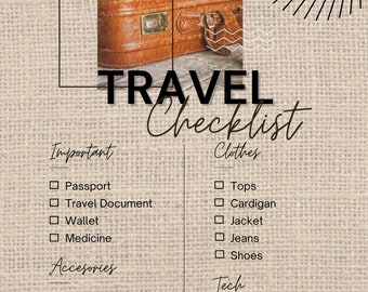 Travel Checklist, Vacation Checklist, Travel Planner