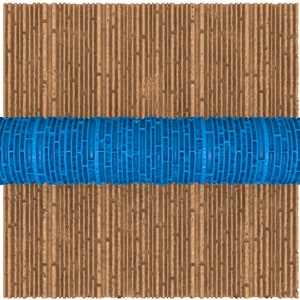 Puede incluir: Un rodillo de plástico azul con un diseño de patrón de ladrillo. El rodillo se utiliza para crear un patrón de ladrillo en hormigón u otros materiales.
