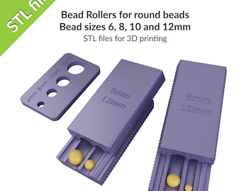 Rodillos para cuentas redondas de 6, 8, 10 y 12 mm (0,24"-0,47"), con herramienta de medición de arcilla, archivos STL para impresión 3D