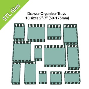 Drawer Organizer Trays, office and art studio  organization, 13 sizes, print your own set