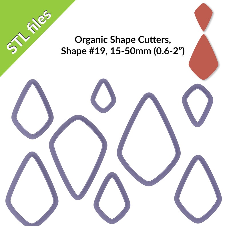 Shape Cuters Organic Shapes Collection. Shape #19 Polymer Clay Cutters, for Earrings ...
