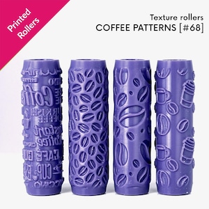 Coffee Texture Rollers for clay, beans, cups, typography,  2.4" and 4" rollers [#68]