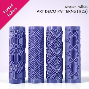Rodillos de textura Art Deco, motivos jazzeros, modernos, de abanico y estriados, patrones geométricos, rodillos físicos [#23]