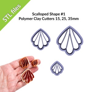 Scalloped Shape Polymer Clay Embossing Cutters, three sizes, shape #1