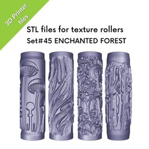 Rodillos de textura de Bosque Encantado para arcilla, hongos, árboles, raíces, cuentos de hadas, archivos STL para impresión 3D, Set n.° 45