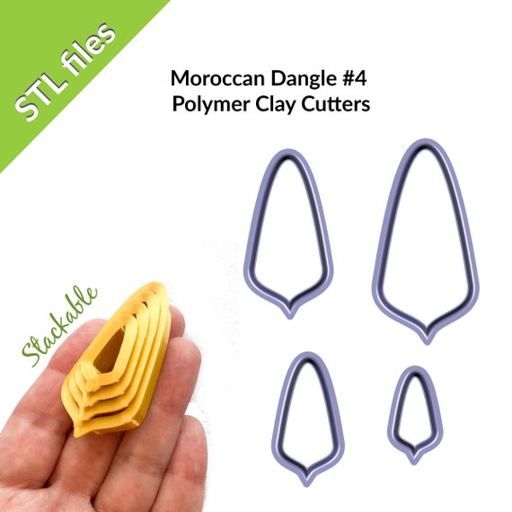 Moroccan Shape Dangle #4 Polymer Clay Cutters, for earrings and pendants, four sizes, downloadable STL files for 3D printing