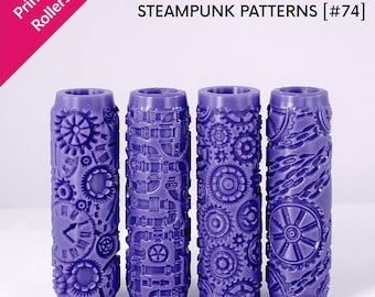 Steampunk Texture Rollers for clay, industrial, mechanic, metalwork, clocks, gears, 2.4" , 4" , 6", 7", 8" rollers [#74]