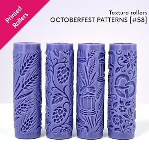 Wałki teksturowe Octoberfest, jesień, piwo, precle, jęczmień, chmiel, wzory jesienne, wałki fizyczne 2,4" i 4" [#58]