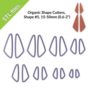 Organic Shapes Collection. Shape #5 Polymer Clay Cutters, for earrings and pendants, eight sizes, downloadable STL files for 3D printing