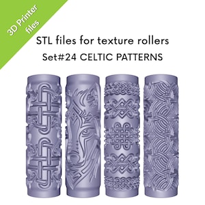 Celtic Texture Rollers for clay, STL files  for 3D printing, Set #24