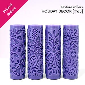 Textuurrollers voor kerstdecoratie voor klei, maretak, amaryllis, junglebellen, dennenappels, strikken, rollers van 2,4 en 4 inch [#65]