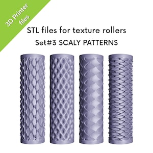 Scaly Texture Rollers for clay, lizard, dragon, fish, alligator, STL files for 3D printing, Set#3