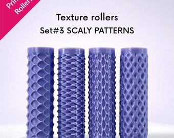 Texture Mini Rollers, scaly textures, dragon, fish, bird, lizard, physical rollers, Set#3