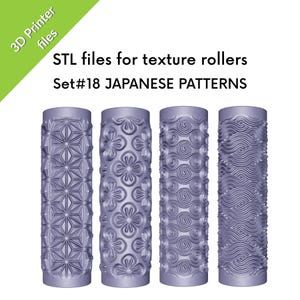 Japońskie mini wałki teksturujące do gliny polimerowej, cztery pliki STL do druku 3D, zestaw nr 18