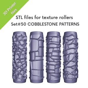 Rodillos de textura para adoquines, arcilla, losas, adoquines, piedras medievales y de pueblos, archivos STL para impresión 3D, juego n.° 50