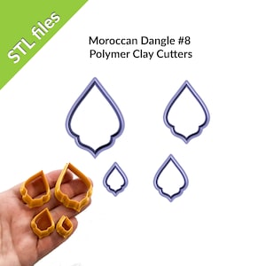 Moroccan Shape Dangle #8 Polymer Clay Cutters, for earrings and pendants, four sizes, downloadable STL files for 3D printing